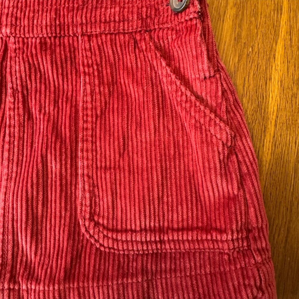MINI BODEN Red Corduroy Pinafore Dress Girls 2-3 Brown Cord Pinafore Overall - Picture 4 of 8